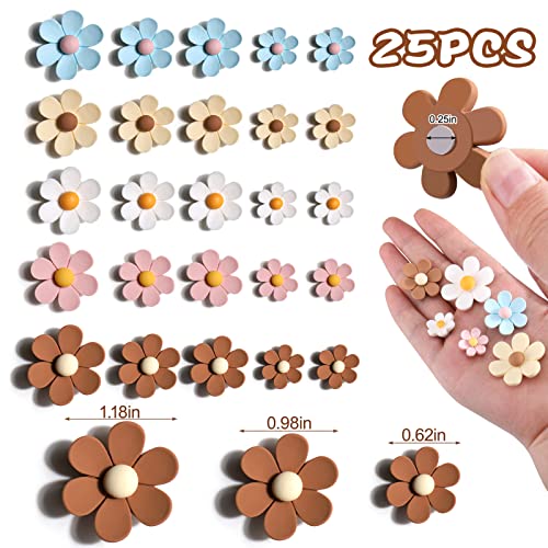 25 Pieces Flower Fridge Magnets, Mini Daisy Refrigerator Magnets Cute Magnets for Locker Whiteboards Home Office Decor