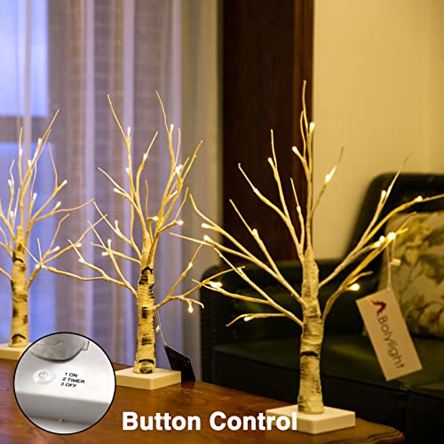 Bolylight Lighted Birch Tree Warm White Light Up Birch Tree Tabletop Small LED Tree Artificial Decorative Branch Tree Lamp for Christmas Holiday Home Party