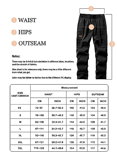 Comdecevis Men's Casual Cargo Pants Hiking Pants Lightweight Sweatpants Jogger Pants with Multi Pockets Work Pants Black