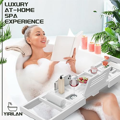 Premium Bathtub Tray Caddy - Expandable Bath Tray - Unique House Warming Gifts, New Home, Anniversary & Wedding Gifts for Couple, Bridal Shower Gift for Women