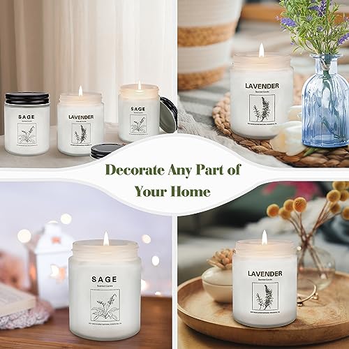 4 Pack Candles for Home Scented, Lavender Scented Candles 28 Oz Sage Candles for Cleansing House Negative Energy 200 Hour Long Lasting Aromatherapy Candles Gifts for Women Christmas Birthday