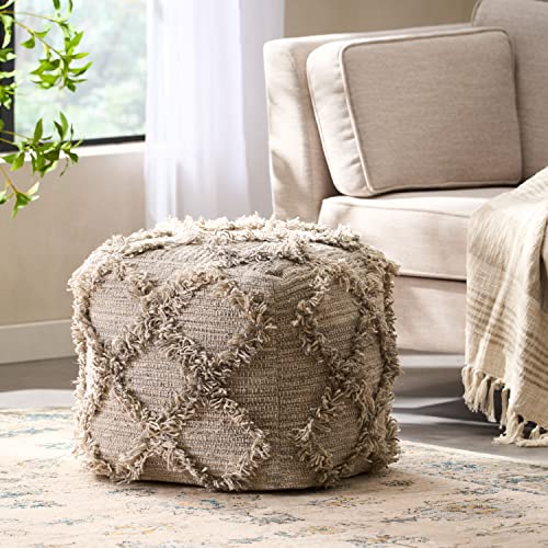 Christopher Knight Home Jucar Fabric Pouf, Grey