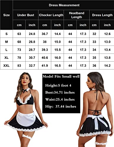 Avidlove French Maid Lingerie Women's Exotic Costumes Role Playing Lingerie Schoolgirl Lingerie Black Small