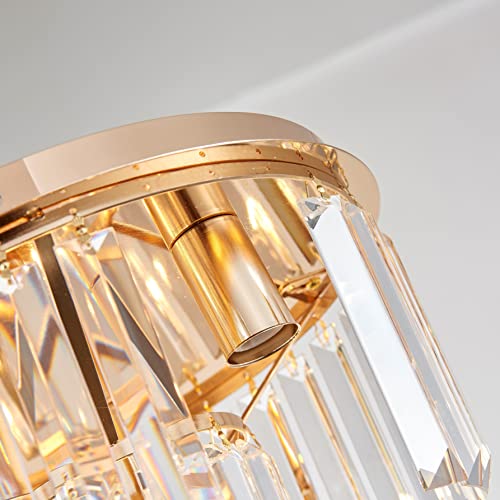 AGV LIGHTING CL006G Crystal Ceiling Light Fixture, Modern Semi Flush Ceiling Light, D12 x H8, E12 Base 3-Lights, Gold Finish