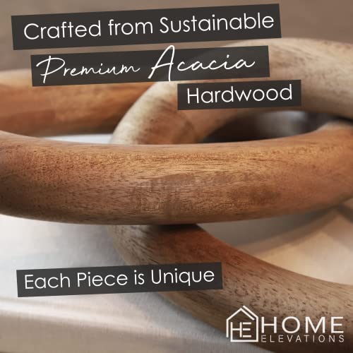 Acacia Wood Knot Decor - Modern Farmhouse Home Decor for Table Shelf, Book Shelves, and Racks - Rustic 2 Chain Links Coffee Table Decor by Product Elevations