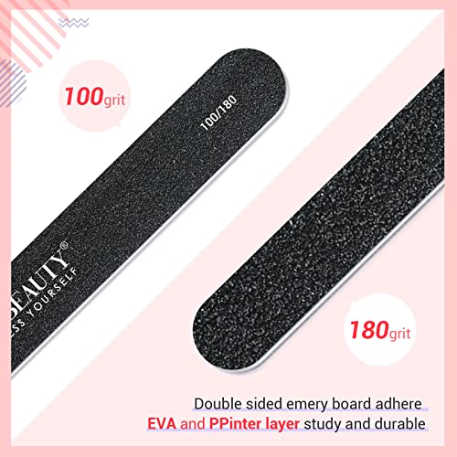 Nail Files and Buffers, AZUREBEAUTY 12Pcs Professional Manicure Tools Kit, 6 Pcs Double Sided 100/180 Grit Nail Files & 6Pcs Rectangular Nail Buffer Block