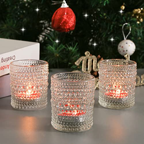 24 Pack Votive Candle Holders for Wedding Candle, Clear Glass DIY Wax Filling Romance Tealight Candle Holders for Wedding Table Decor, Gift, Home Decoration（Clear,24）