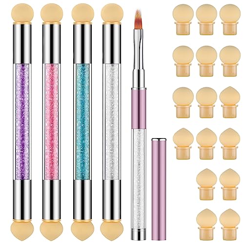 Nail Art Brushes, Etercycle Nail Gel Polish Ombre Sponges Painting Brush Set with 16 Pieces Replacement Head for Application Salon at Home DIY Manicure