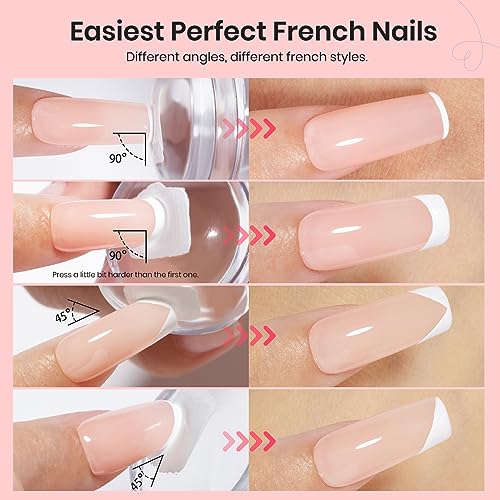 Beetles Stamp Gel 4Pcs Silicone Nail Stamp Kit with 2 Nail Stamper Polish Gel, Liquid Latex Tape and Long Silicone Stamper French Tip Nail Tool for Home Manicure Diy Nail Art Salon