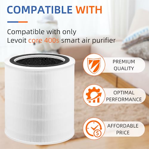 Core 400S Replacement Filter for Levoit Air Purifier 400s Smart H13 True HEPA Core 400s-rf, 2 Pack,White