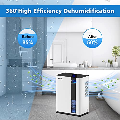 NineSky Dehumidifier for Home, 88 OZ Water Tank, Dehumidifier for Bathroom, Bedroom with Auto Shut Off, 5 Colors LED Light