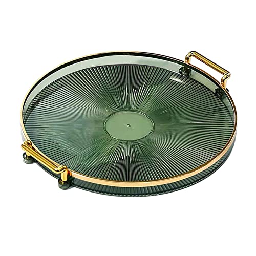 Generic Luxury Serving Tray, with Handles Cosmetic Perfume Makeup Display Multifunction Decorative Decorative Tray, Jewelry Tray for Living Room, Green