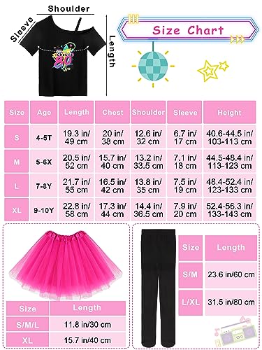 AOTHSO 18 Pieces Girls 80s Costume Accessories Set Halloween Cosplay 1980s Party Kids 80s Outfit Clothes Costume Set