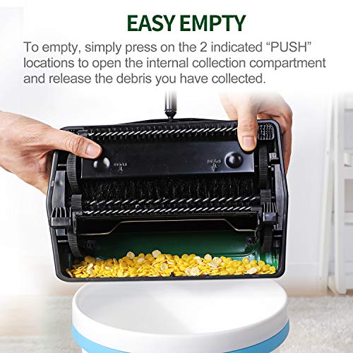 Yocada Carpet Sweeper Cleaner for Home Office Low Carpets Rugs Undercoat Carpets Pet Hair Dust Scraps Paper Small Rubbish Cleaning with a Brush Green