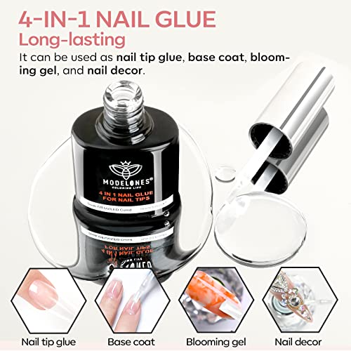 Modelones Gel X Nail Kit, Gel Nail Kit with 4 In 1 Nail Glue Gel, 500Pcs Nail Tips Half Matte Coffin Shape, and Portable U V LED Nail Lamp for Easy, Fast Extension Gel Nail DIY Art Home, Gift for Women