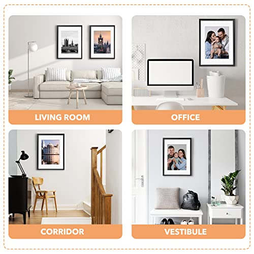 SYNTRIFIC 16x20 Picture Frames Set of 6,Display Pictures 11x14 with Mat or 16x20 Without Mat,Classic Collage Photo Frames Home Decorative Picture Frame for Wall Mounting,Black