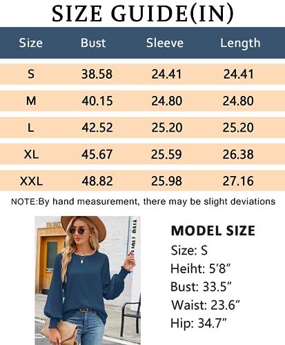 Womens Tops Fall Fashion 2023 Outfits Long Sleeve Dressy Casual Tops Business Work Blouses for Teacher Office Wear Peacock Blue