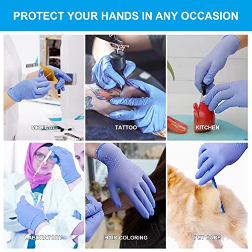 FINITEX Disposable Nitrile Exam Gloves 1000 PCS - 3.2mil Ice Blue Powder-free Latex-Free Gloves Examination Home Cleaning Food Gloves (L)