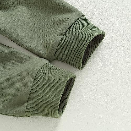 Toddler Baby Boys Fall Outfits Long Sleeve Pull On Sweatshirt Elastic Waist Pants 2Pcs Solid Clothes Set (Green,0-6 Months)