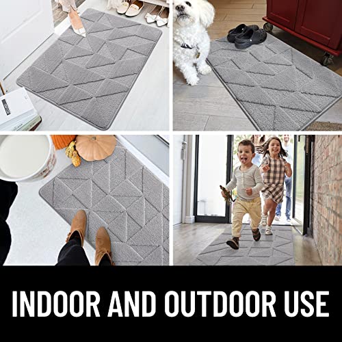 OLANLY Door Mats Indoor, Non-Slip, Absorbent, Dirt Resist, Entrance Washable Mat, Low-Profile Inside Entry Doormat for Entryway (48x32 inches, Grey)