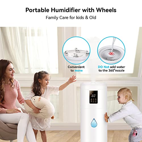 Humidifiers for Large Room Wholehouse Humidifier 2000 sq.ft.Honovos 17L/4.5Gal Ultrasonic Cool Mist Large Humidifier with Extension Tube,tower Humidifiers Top Fill Humidifier Bedroom Humidifier with 360°Nozzles 4 Speed Quite for Home Plant Office Commerci