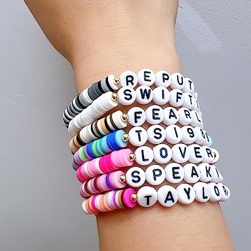 Tyniffer Taylor Friendship Bracelets for Swiftie Eras Tour Concert Outfit Taylor Lover Reputation 1989 Speak Now Fearless Outfit Friendship Bracelets Swiftie Fens Eras Concert Outfit (7 PCS)