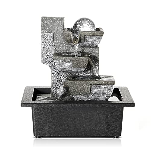 Dyna-Living Water Fountains Indoor Tabletop Fountain with LED Lights Relaxation Waterfall Fountain Indoor Water Fountains for Home Decor