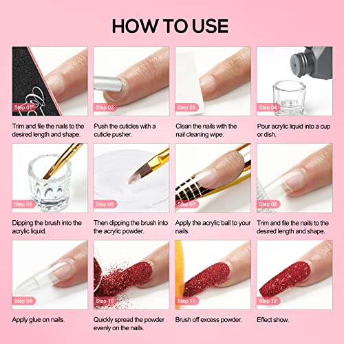 Acrylic Nail Kit for Beginners with Everything Acrylic Nail Set with Drill and U V Light Professional Nails Kit Acrylic Set with Everything for Beginners Acrylic Powder Glitter Decoration Powder Nail Art Starter Kit Gift for Women