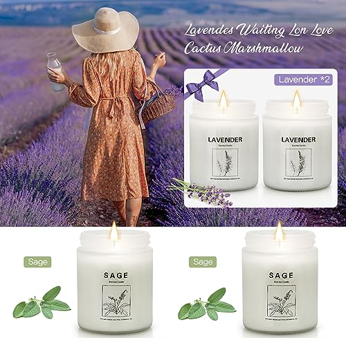 4 Pack Candles for Home Scented, Lavender Scented Candles 28 Oz Sage Candles for Cleansing House Negative Energy 200 Hour Long Lasting Aromatherapy Candles Gifts for Women Christmas Birthday