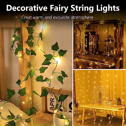 4-Pack Fairy Lights Battery Operated with Timer, Waterproof 16FT 50 LED String Lights Outdoor Indoor, Twinkle Lights for Bedroom Home DIY Wedding Birthday Christmas Parties Centerpiece (Warm White)