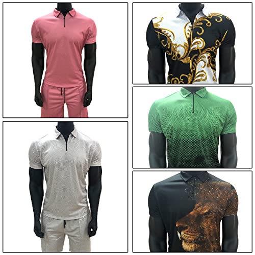 Men's Short Sets Outfits 2 Piece Summer Tracksuit Short Sleeve Polo Shirt and Shorts Set Casual Sport Suit (3,L,Large)