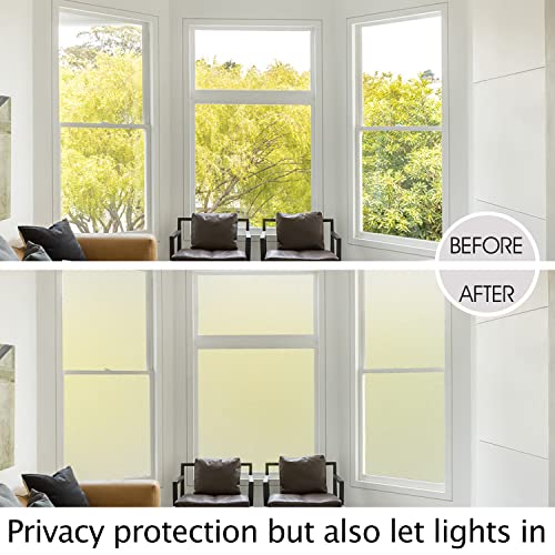 HIDBEA Frosted Window Privacy Film Heat Control UV Blocking, Static Cling Non-Adhesive Reusable Door coverings for Bathroom Home Office (Frosted 11.8 Inch x 6.5 Feet)