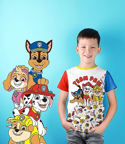 Paw Patrol Graphic T-Shirts (3 Pack) Rubble, Chase & Marshall Character Outfit Toddlers Birthday Boys 3T Bl/Wh/Rd SS