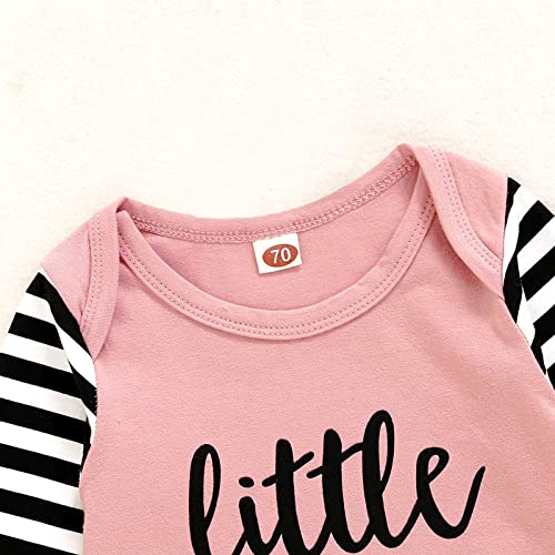 AMAWMW Newborn Baby Girl Little Sister Sleeper Gown Stripe Long Sleeve Nightgown Outfit (Pink, 0-6 Months)