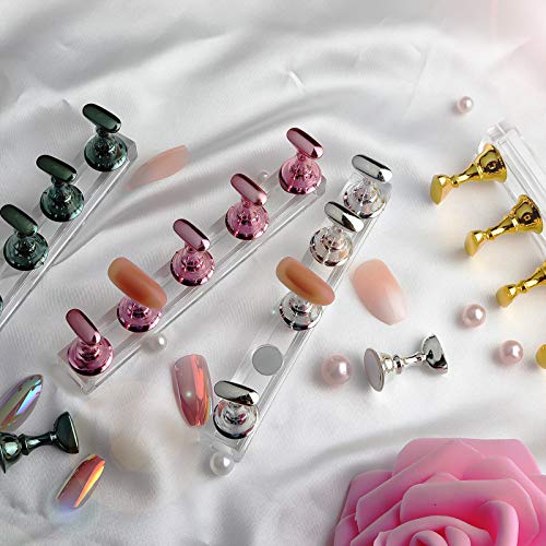 2 Sets Pink Nail Stand for Press on Nails Display, Magnetic Fake Nails Holder for Painting Nails Practices, Beginner Acrylic Nail Art Kit Accessories, Nail Salon Equipment and Decor