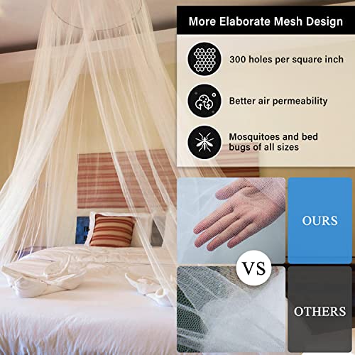 Aoresac Mosquito Net Bed Canopy for Girls, Elegant Canopy Bed Curtains from Ceiling, Easy to Install, Dome Mosquito Netting for Single to Adult Size Beds, Home & Camping Use, White