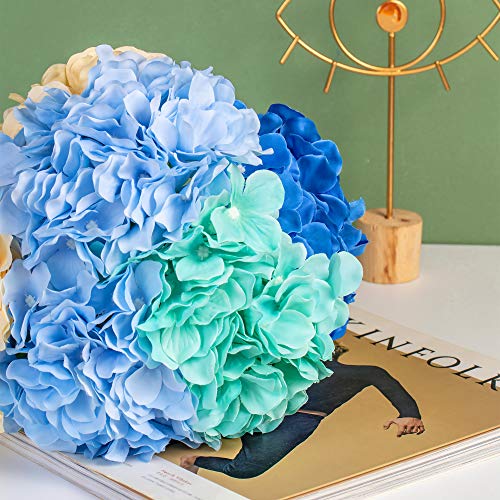 Hydrangea Silk Fake Flowers Heads with Stems, Pack of 10 Full Artificial Flowers for Decoration Wedding Home Party Shop Baby Shower, Room Decor for Bedroom Aesthetic