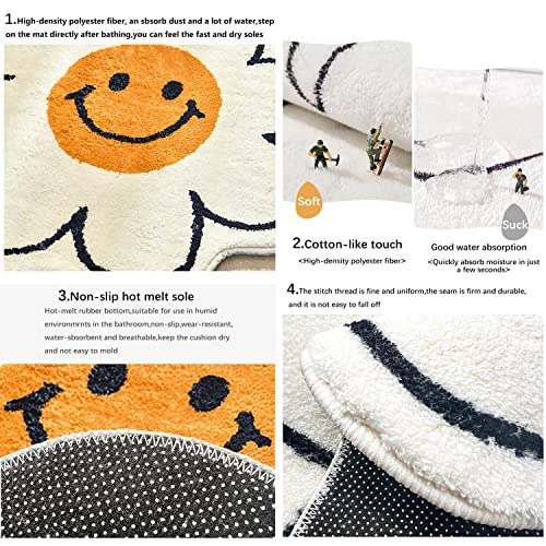 FOMAILE Bathroom Rugs Cute Bath Mat Sunflower Mat Happy Face Rug Strong Water Absorption Bath Rug Super Absorbent and Fluffy Mat Machine Washable Bahtub Mats for Shower, Tub, Bedroom 31.5IN