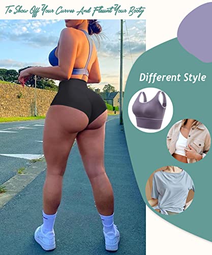 Women's High Waist Yoga Booty Shorts Workout Spandex Dance Hot Pants Butt Lifting Leggings Rave Outfits Black