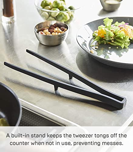 Yamazaki Home Silicone Kitchen Tongs, Silicone, No Assembly Req., Black