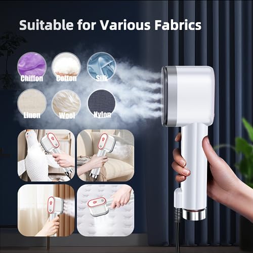 Handheld Steamer for Clothes, Portable Travel Steamer, Horizontal & Vertical Steam, 15s Heat Up, Wrinkles Remover with Storage Bag, 1000W Mini Fabric Garment Steamer for Home, Office and Travel, 120V