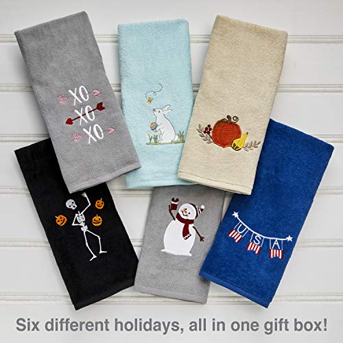 SKL Home Holidays 6-Piece Hand Towel Set, Assorted 6 Count