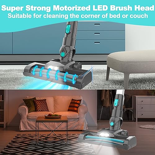 Foppapedretti 2023 New Upgrade Cordless Vacuum Cleaner, 4 in 1 Multifunction Cordless Stick Vacuum, 2200mAh Vacuum Cleaner Rechargeable, Hardwood Floor Pet Hair for Home