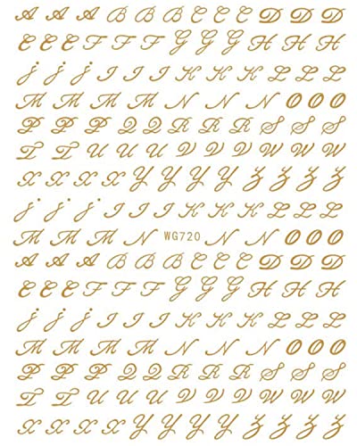 Old Letters Nail Art Stickers Decals Self-Adhesive 6 Sheets Old Alphabet Numbers Nail Stickers Decoration Accessories for Women Girls