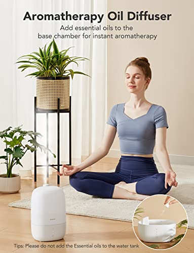 Govee Life Smart 3L Humidifiers for Bedroom, Top Fill Cool Mist Humidifiers with Essential Oil Diffuser, Humidity Control, WiFi Air Humidifier with Night Light, for Baby, Plants, Home, Work with Alexa