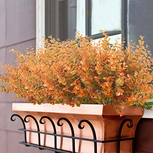 Grunyia 10 Bundle Artificial Fall Boxwood No Fade Faux Autumn Plants