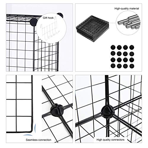 C&AHOME Wire Cube Storage, 8-Cube Organizer Metal C Grids Storage, Storage Bins Shelving, Modular Book Shelf, DIY Closet Cabinet Ideal for Living Room, Home, Office 24.8" L x 12.4" W x 48.4" H Black