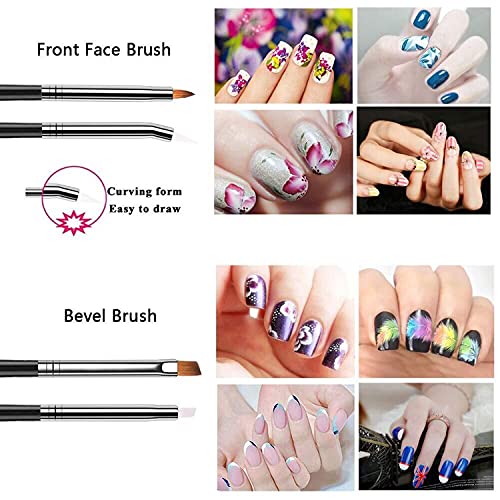 JOYJULY 20pcs Nail Art Design Tools, 15pcs Painting Brushes Set with 5pcs Dotting Pens, BLACK …