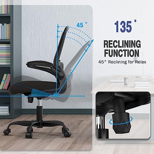 Office Chair, Ergonomic Desk Chair with Adjustable Lumbar Support, High Back Mesh Computer Chair with Flip-up Armrests-BIFMA Passed Task Chairs, Executive Chair for Home Office