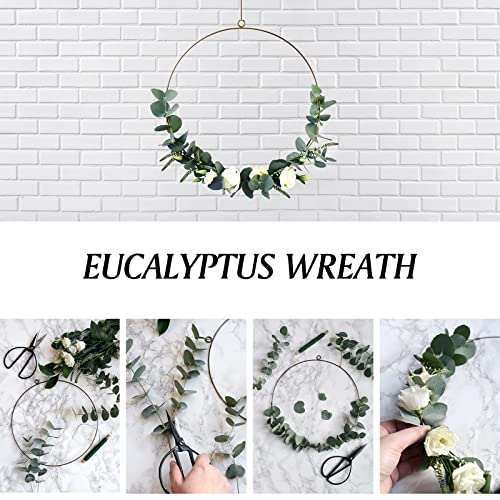 CEWOR 50pcs Artificial Eucalyptus Stems Fake Eucalyptus Leaves Stems Real Touch Leaf Branches for Flower Bouquet Wedding Halloween Centerpiece Autumn Home Office Decor